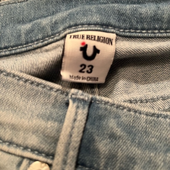 True Religion Women's Skinny Jeans - Blue with Red Floral Embroidery - Picture 14 of 14